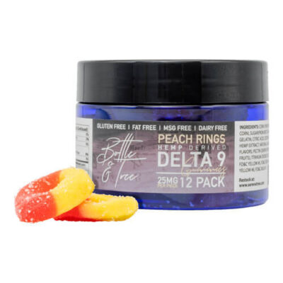 Bottle & Tree Delta 9 THC | Peach Rings Delta 9 THC Gummies 300mg