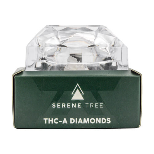 Serene Tree THCA Diamonds product box with faceted diamond-style container